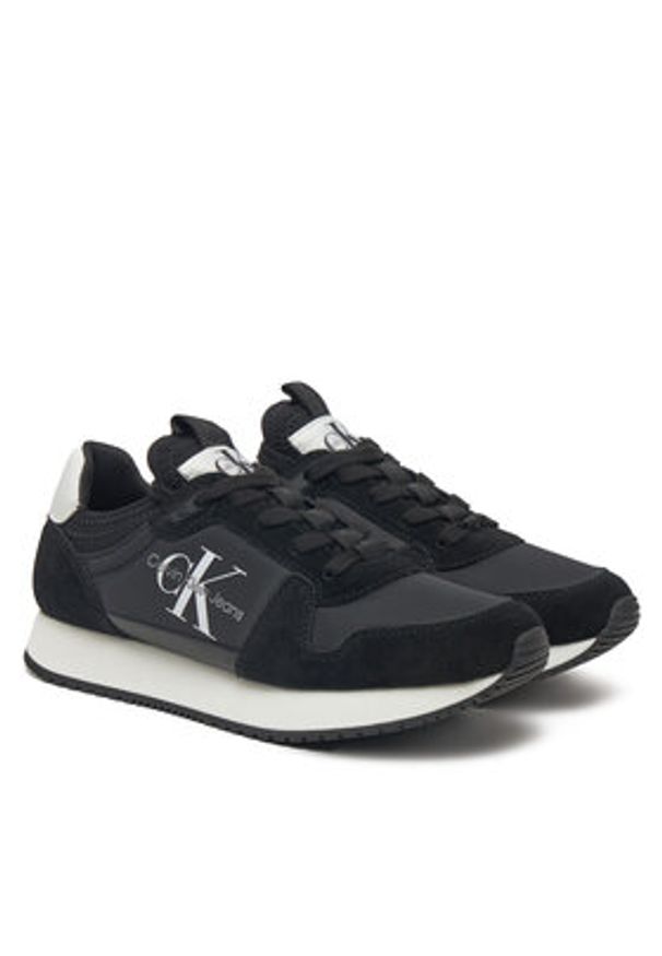 Calvin Klein Jeans Sneakersy Runner Sock Laceup Ny-Lth W YW0YW00840 Czarny. Kolor: czarny. Materiał: zamsz, skóra