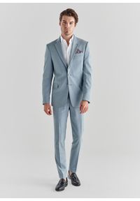 Pako Lorente - PAKO LORENTE – Niebieskie spodnie garniturowe P22SP-6G-004-N-S. Kolor: niebieski. Materiał: wełna, elastan. Wzór: gładki #1