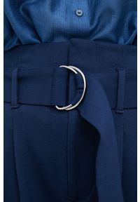 Lauren Ralph Lauren spodnie damskie kolor granatowy proste high waist. Stan: podwyższony. Kolor: niebieski. Materiał: dzianina. Wzór: gładki