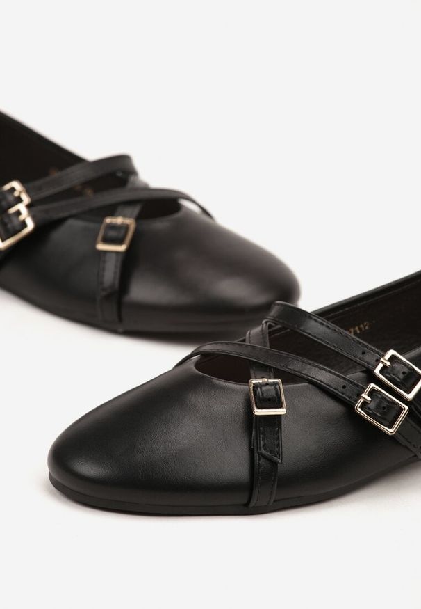 Renee - Czarne Balerinki Vices Mary Jane z Wkładką ze Skóry Naturalnej Rilomia. Okazja: na co dzień. Zapięcie: pasek. Kolor: czarny. Materiał: skóra. Styl: elegancki, casual