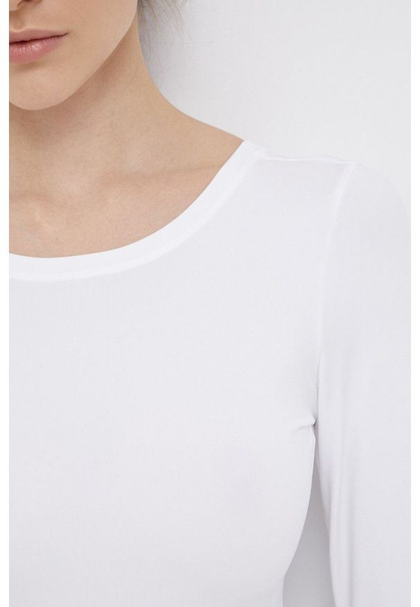 Spanx - Longsleeve modelujący SCOOP NECK LONG SLEEVES BODYSUIT. Kolor: biały. Materiał: materiał