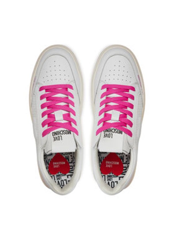 Love Moschino - LOVE MOSCHINO Sneakersy JA15274G1IJC410B Biały. Kolor: biały. Materiał: skóra