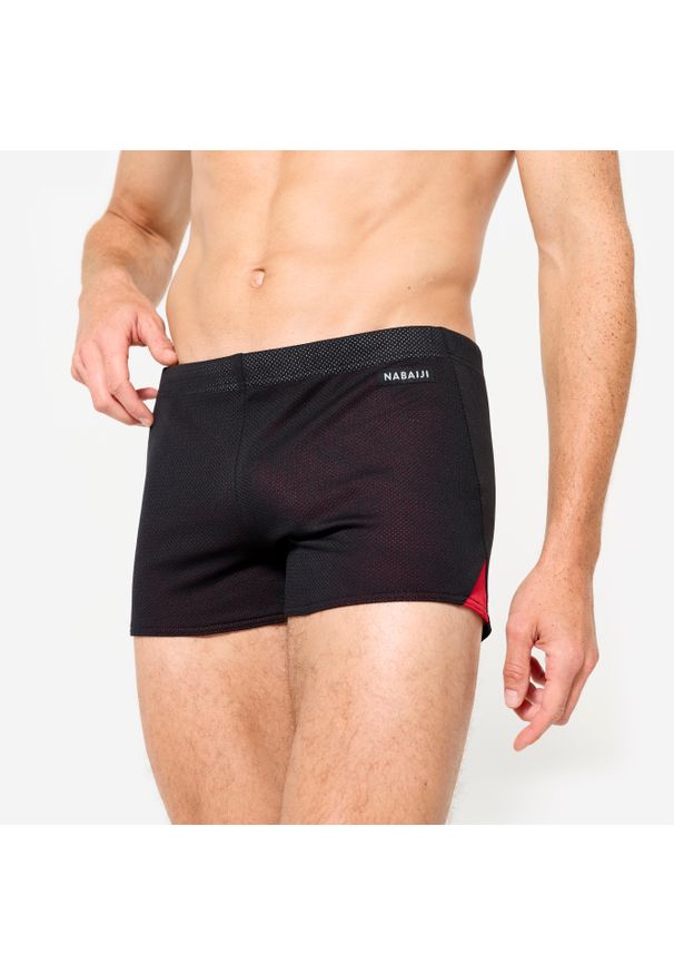 Decathlon - Bokserki pływackie męskie Nabaiji 900 spowalniające Drag Suit. Kolor: czerwony, wielokolorowy, czarny. Materiał: poliester, materiał