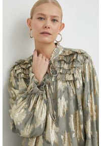 Bruuns Bazaar bluzka Hollyhock Betty damska kolor złoty wzorzysta. Kolor: złoty. Materiał: materiał, wiskoza #2