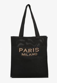 Renee - Czarna Torebka Typu Shopper Zdobiona Tłoczeniami Salicella. Kolor: czarny. Wzór: aplikacja. Materiał: zdobione, z tłoczeniem. Styl: elegancki, casual