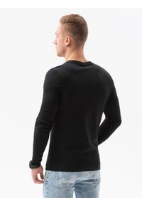 Ombre Clothing - Klasyczny męski longsleeve z długimi rękawami L134 - czarny - XXL. Okazja: na co dzień. Kolor: czarny. Materiał: elastan, bawełna. Długość rękawa: długi rękaw. Długość: długie. Styl: klasyczny