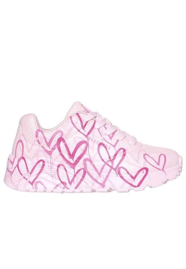 skechers - Buty do chodzenia dla dzieci Skechers Uno Lite Spread. Okazja: na co dzień. Zapięcie: sznurówki. Kolor: różowy. Materiał: tkanina, materiał, syntetyk. Szerokość cholewki: normalna. Sport: turystyka piesza