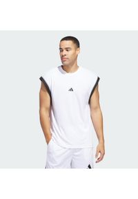 Adidas - Koszulka adidas Basketball All-World Sleeveless Tank. Kolor: wielokolorowy, biały, czarny. Materiał: materiał. Długość rękawa: bez rękawów. Sport: koszykówka #1