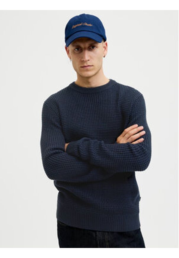 Jack & Jones Sweter Global 12287594 Granatowy Regular Fit. Kolor: niebieski. Materiał: syntetyk, bawełna