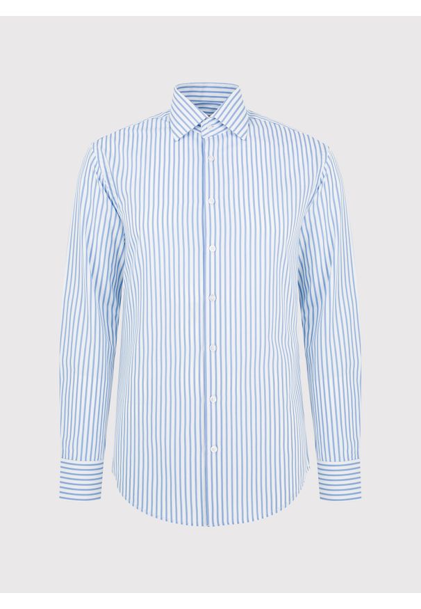 Pako Lorente - PAKO LORENTE – Bawełniana koszula męska w niebieskie paski. Kolor: niebieski. Materiał: bawełna. Długość rękawa: długi rękaw. Długość: długie. Wzór: paski