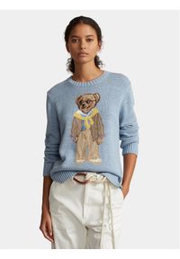 Polo Ralph Lauren Sweter Prov Bear 211924442001 Niebieski Relaxed Fit. Typ kołnierza: polo. Kolor: niebieski. Materiał: bawełna