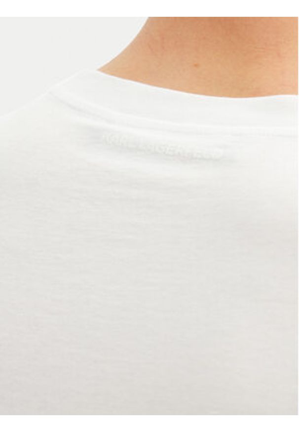 Karl Lagerfeld - KARL LAGERFELD T-Shirt 755073 552251 Biały Regular Fit. Typ kołnierza: dekolt w karo. Kolor: biały. Materiał: bawełna