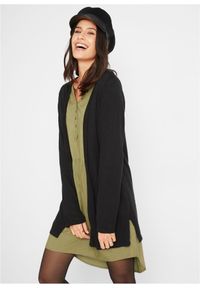 bonprix - Kardigan z czystej delikatnej bawełny slub. Kolor: czarny. Materiał: bawełna #1