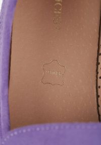 Born2be - Fioletowe Ażurowe Mokasyny Vices ze Skórzaną Wkładką Felastra. Okazja: na co dzień. Kolor: fioletowy. Materiał: skóra. Wzór: ażurowy. Obcas: na obcasie. Styl: casual, klasyczny, elegancki. Wysokość obcasa: niski #3