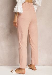Renee - Różowe Spodnie High Waist ze Sznurkami i Guzikami Arifea. Okazja: na co dzień. Stan: podwyższony. Kolor: różowy. Styl: casual #3