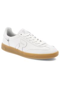 Białe Sneakersy Rieker Modne Płaskie Obuwie Damskie. Okazja: na co dzień. Zapięcie: sznurówki. Kolor: biały. Materiał: guma, skóra. Szerokość cholewki: normalna