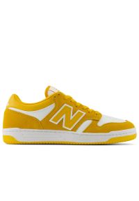 Buty New Balance BB480LWA - żółte. Kolor: żółty. Materiał: materiał, skóra, syntetyk. Szerokość cholewki: normalna. Sport: koszykówka