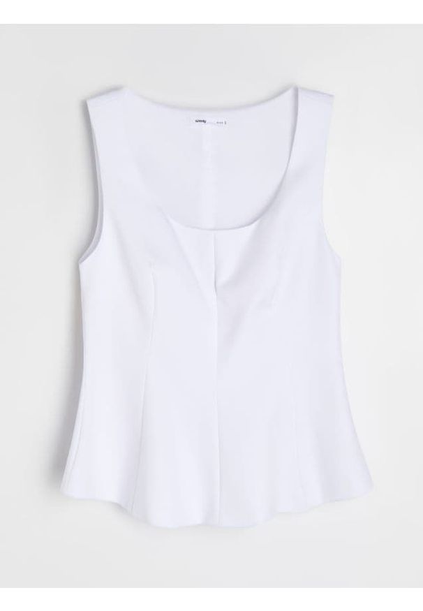 Sinsay - Bluzka slim bez rękawów - biały. Kolor: biały. Długość rękawa: bez rękawów