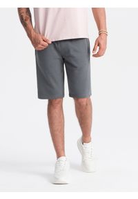 Ombre Clothing - Męskie szorty dresowe bawełniane BASIC – grafitowe V11 OM-SRBS-0149 - XXL. Okazja: na co dzień. Kolor: szary. Materiał: bawełna, dresówka. Styl: sportowy, casual #7