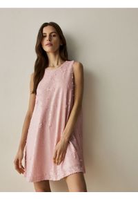 Reserved - Cekinowa sukienka - pastelowy róż. Kolor: różowy. Materiał: tkanina #1