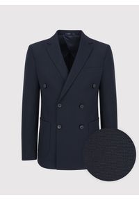 Pako Lorente - PAKO LORENTE – Granatowa dwurzędowa marynarka męska. Okazja: na co dzień. Kolor: niebieski, czarny. Materiał: poliester, wiskoza, elastan. Wzór: gładki. Styl: casual #9