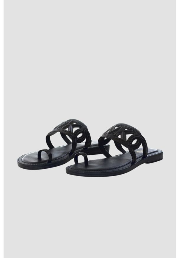 Michael Kors - MICHAEL KORS Czarne klapki Alma Flat Sandal, Rozmiar 38,5. Kolor: czarny