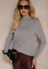 Renee - Szary Casualowy Golf Arlotta. Okazja: na co dzień. Typ kołnierza: golf. Kolor: szary. Materiał: poliamid, poliester, jedwab, jeans. Styl: casual