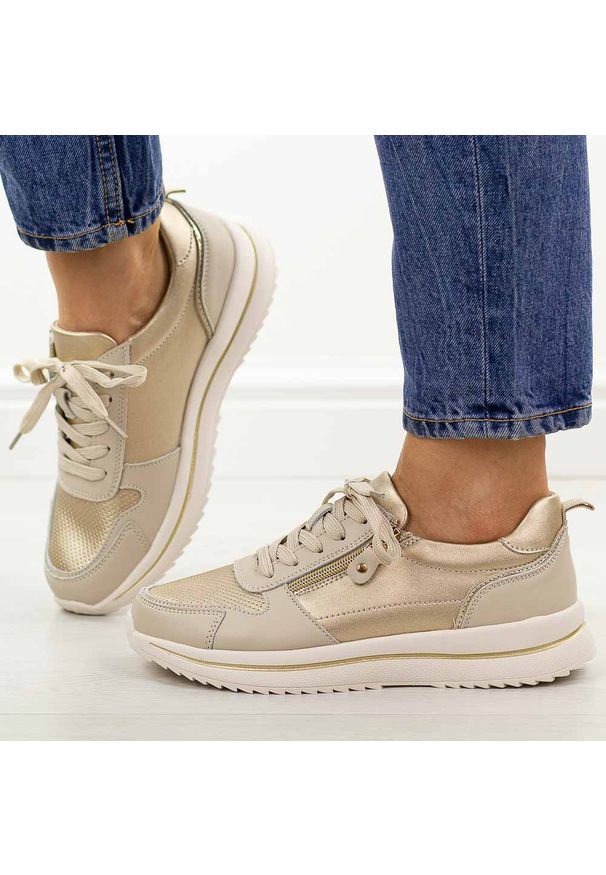 Beżowe skórzane półbuty damskie Jezzi 9784. Okazja: na co dzień. Nosek buta: okrągły. Zapięcie: sznurówki. Kolor: beżowy. Materiał: skóra. Szerokość cholewki: normalna. Sezon: wiosna, jesień, lato. Styl: casual, elegancki, klasyczny