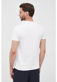 Polo Ralph Lauren t-shirt bawełniany kolor biały z nadrukiem. Typ kołnierza: polo. Kolor: biały. Materiał: bawełna. Wzór: nadruk