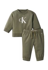 Calvin Klein Jeans Dres Monogram IN0IN00017 Zielony Regular Fit. Kolor: zielony. Materiał: bawełna
