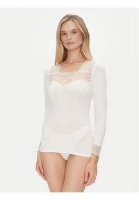 YSABEL MORA Koszulka piżamowa 19049 Écru Slim Fit. Materiał: syntetyk