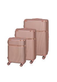 Betlewski - Komplet 3 walizek BETLEWSKI TITANIA różowe złoto ZEST BWA-050 3. Kolor: różowy, wielokolorowy, złoty. Materiał: materiał #1