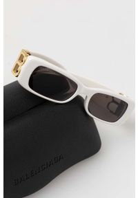 Balenciaga okulary przeciwsłoneczne damskie kolor biały. Kształt: prostokątne. Kolor: biały #2