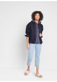 bonprix - Bluza z kapturem, z mieszanki bawełny. Typ kołnierza: kaptur. Kolor: niebieski. Materiał: bawełna. Długość rękawa: krótki rękaw. Długość: krótkie #3