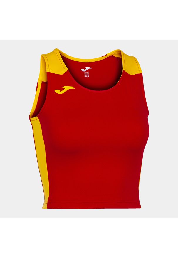 Tank top do biegania damski Joma Record II Crop top. Kolor: wielokolorowy, żółty, czerwony. Sport: bieganie