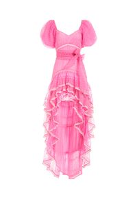 LOVE SHACK FANCY - Różowa sukienka z jedwabiu Cayden. Okazja: na imprezę. Kolor: różowy, wielokolorowy, fioletowy. Materiał: jedwab. Wzór: haft. Typ sukienki: asymetryczne. Długość: maxi #4