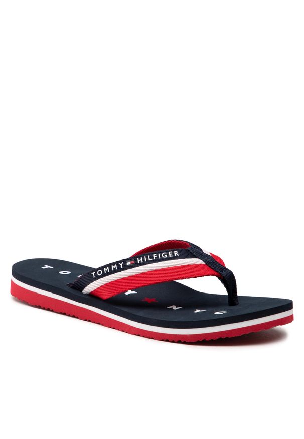 TOMMY HILFIGER - Japonki Tommy Hilfiger Tommy Loves Ny Beach Sandal FW0FW02370 Midnight 403. Kolor: niebieski. Materiał: materiał