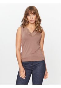 Vero Moda Top 10293792 Brązowy Regular Fit. Kolor: brązowy. Materiał: wiskoza #1