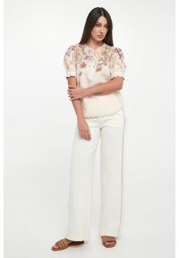 Twinset Milano - Bluzka damska lniana w kwiaty TWINSET. Materiał: len. Wzór: kwiaty #3