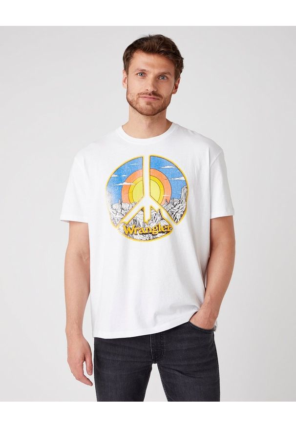 Wrangler - T-SHIRT MĘSKI WRANGLER SS CAR TEE WHITE W7APGF989 112131357
