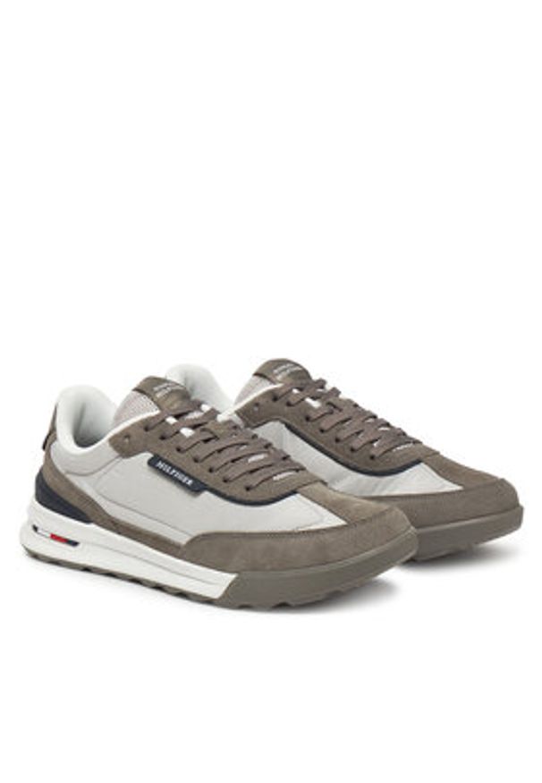 TOMMY HILFIGER - Tommy Hilfiger Sneakersy Retro Runner Nylon Mix FM0FM05523 Beżowy. Kolor: beżowy. Materiał: zamsz, skóra