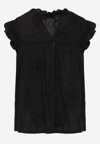 Renee - Czarna Haftowana Bluzka z Bawełny Zdobiona Falbankami Bolidia. Typ kołnierza: kołnierz z falbankami. Kolor: czarny. Materiał: bawełna. Wzór: haft, aplikacja. Styl: boho #6