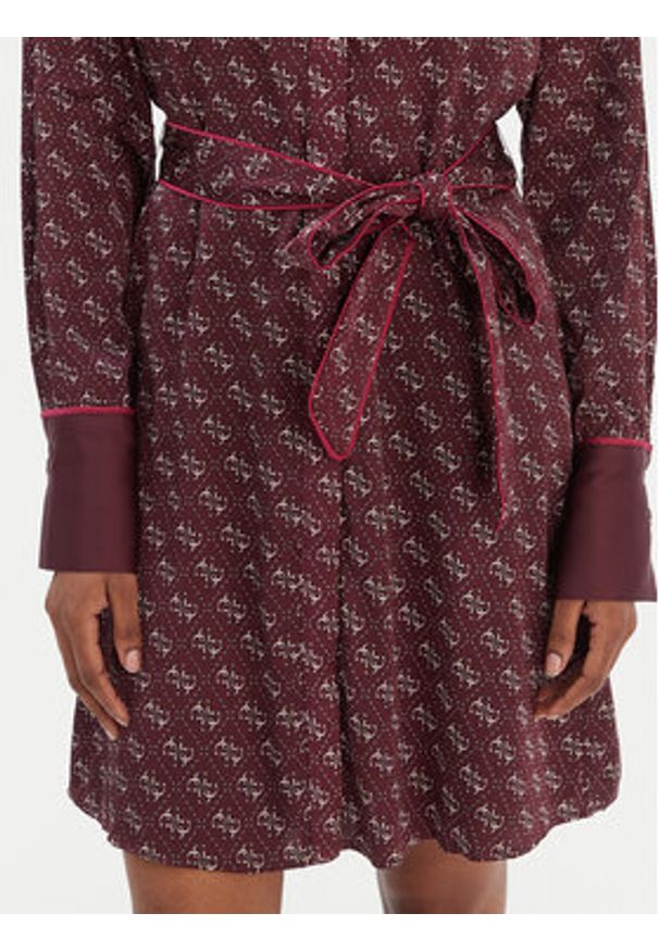 Guess Sukienka koszulowa W6RK90 WF1T2 Bordowy Regular Fit. Kolor: czerwony. Materiał: syntetyk. Typ sukienki: koszulowe