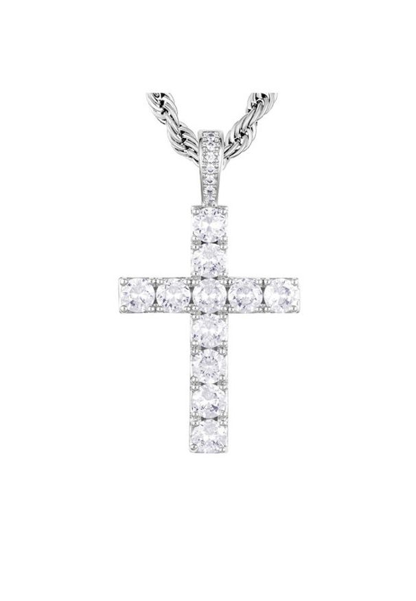 ICED STUFF Zawieszka Diamond Cross Białe złoto. Materiał: metalowe. Kolor: biały, wielokolorowy, złoty