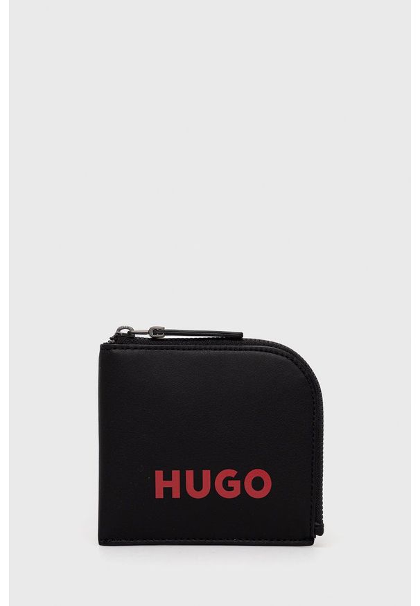 Hugo - HUGO portfel skórzany 50468104 męski kolor czarny. Kolor: czarny. Materiał: skóra