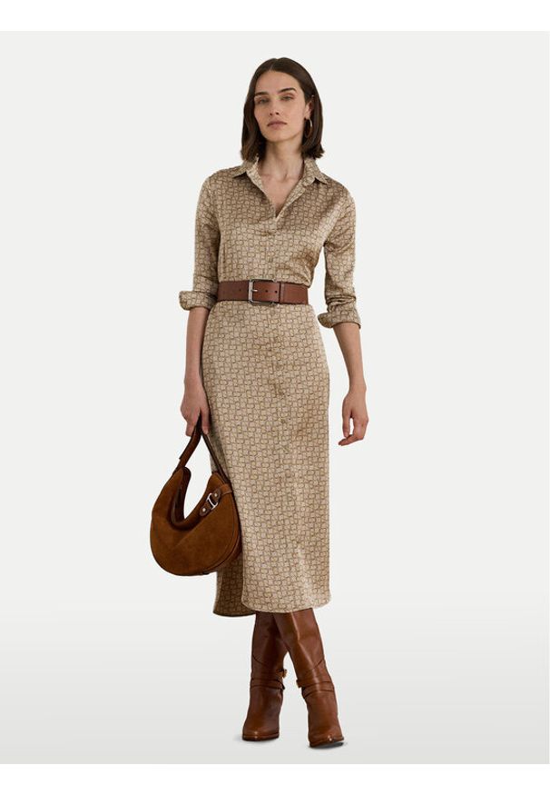 Lauren Ralph Lauren - LAUREN RALPH LAUREN Sukienka koszulowa 200979803001 Beżowy Regular Fit. Kolor: beżowy. Materiał: syntetyk. Typ sukienki: koszulowe