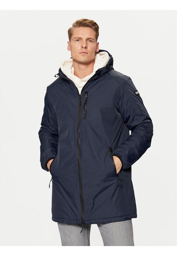 Schott NYC Parka BLADEN2 Granatowy Regular Fit. Kolor: niebieski. Materiał: syntetyk