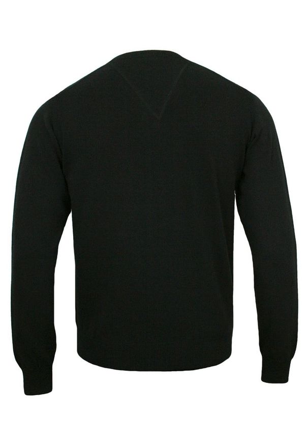 Sweter Czarny, Elegancki, Dekolt w Serek, Męski, Bawełniany (V-neck) - Adriano Guinari. Okazja: na spotkanie biznesowe, na co dzień, do pracy. Typ kołnierza: dekolt w serek. Kolor: czarny. Materiał: bawełna. Styl: elegancki