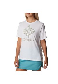 columbia - Koszulka Columbia Bluebird Day 1934002108 - biała. Kolor: biały. Materiał: dzianina, bawełna, poliester. Długość rękawa: krótki rękaw. Długość: krótkie