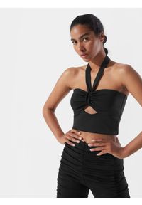 4f - 4F Crop-top z materiałów z recyklingu damski 4F x Anna Lewandowska S. Kolor: czarny. Materiał: materiał. Długość rękawa: bez ramiączek. Długość: krótkie #1